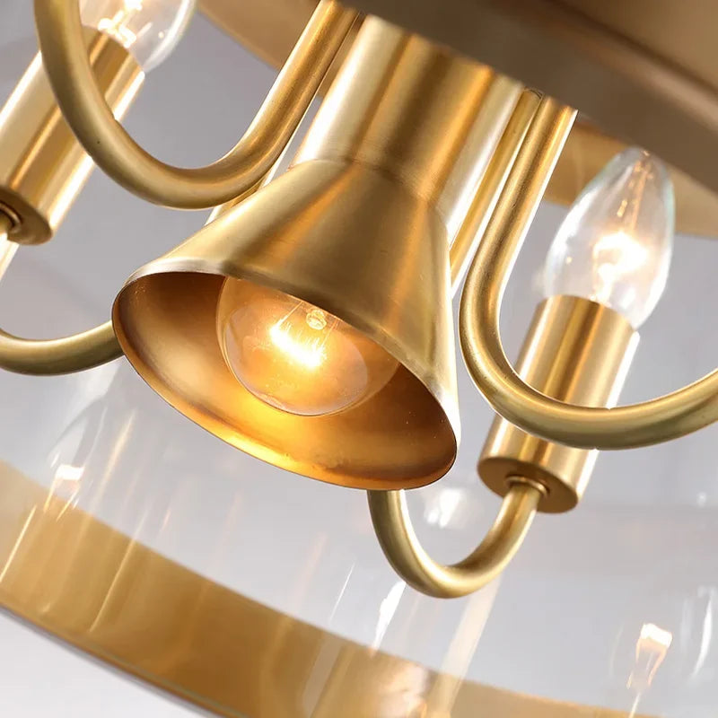 Lustre Moderne en Cuivre Doré de Style Européen pour un Intérieur Luxueux