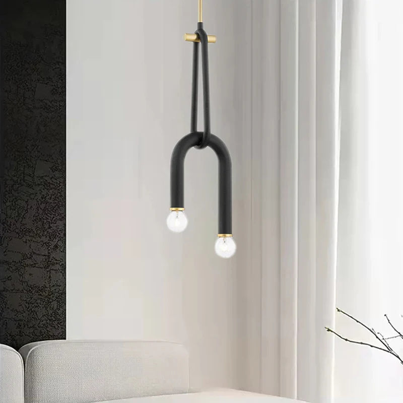 Lustre Créatif à 2 Ampoules - Hauteur Réglable en Métal