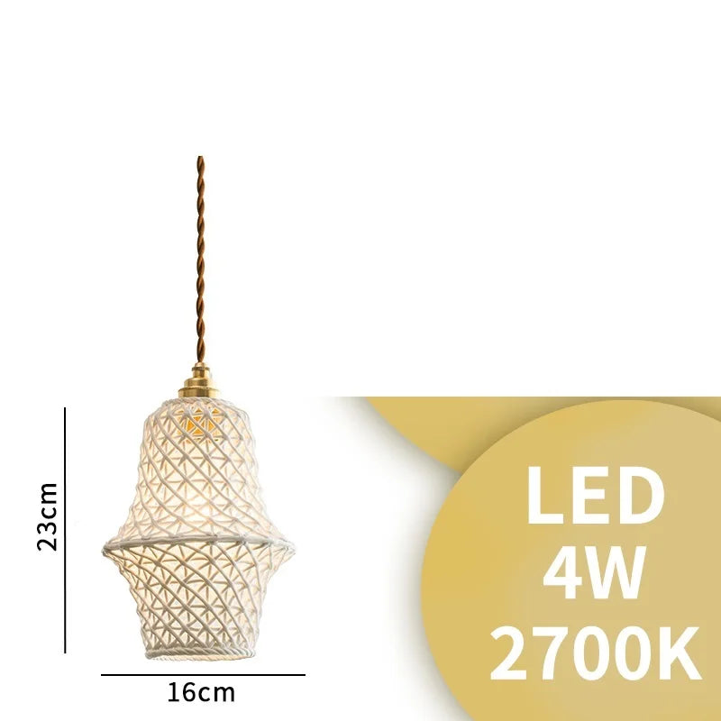 Suspension LED Blanc en Céramique - Style Nordique Moderne - Cuivre Suspension Lampe