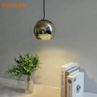 Suspension vintage loft boule de verre plaqué or et argent - Édition Luxe