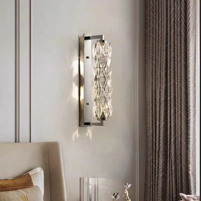 Applique murale LED chromée en verre de cristal avec 3 gradations ajustables