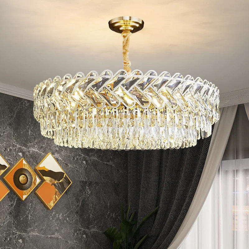 Lustre LED Moderne de Luxe en Cristal pour Salon et Salle à Manger