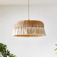 Suspension LED en chanvre tissé à la main - Style bohème Wabi Sabi Crafted
