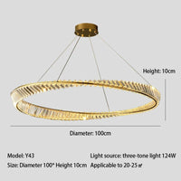 Lustre LED Moderne en Cristal K9 avec Anneau Irrégulier - Collection Élégance Cristalline