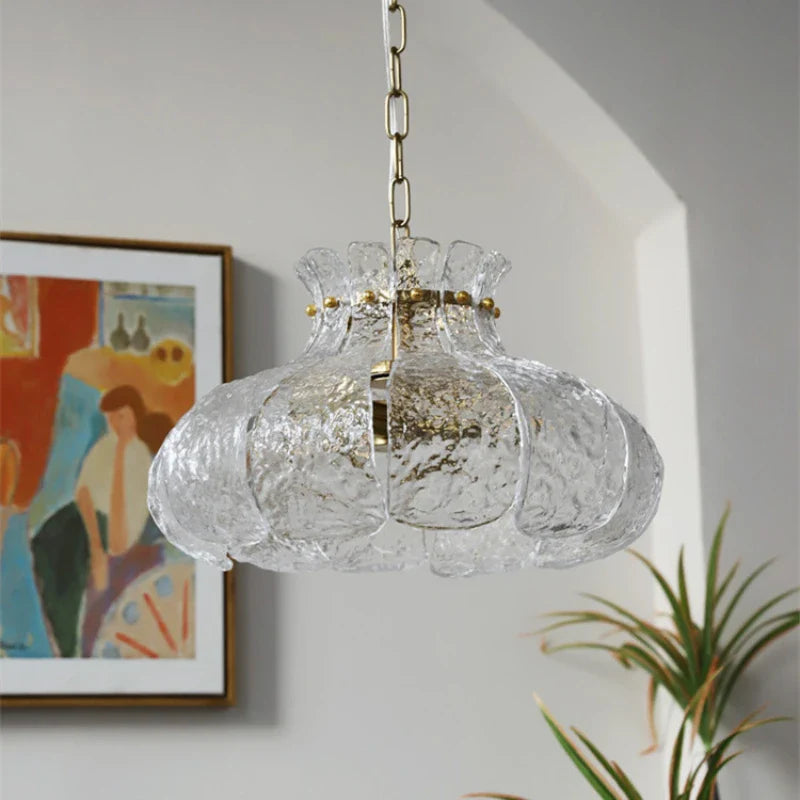 Lustre rétro nordique en cuivre et verre - Design vintage de luxe