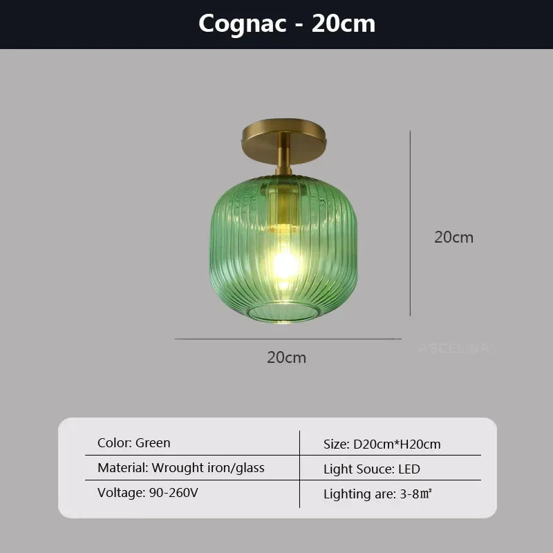 Plafonnier en verre LED nordique pour salle de bain, salon et chambre