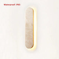 Applique Murale Scandinave pour Cour Extérieure - Pierre Naturelle Beige 40CM LED Étanche