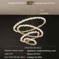 Lustre de Luxe Moderne en Cristal avec Éclairage LED Annulaire Variable