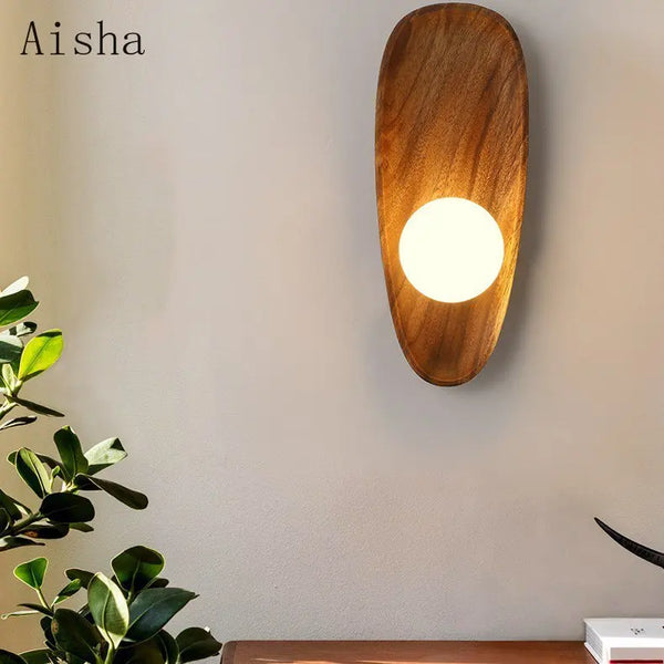 Applique murale LED en bois de noyer premium