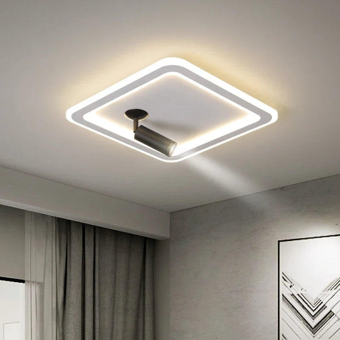 Plafonnier LED moderne à projecteur intégré, style ronde et carrée