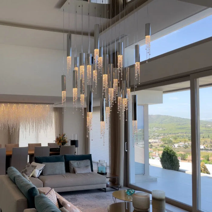 Lustre LED de Luxe Moderne en Cristal pour Escalier