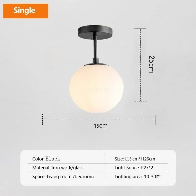 Plafonnier LED Nordique en Verre Boule Créative Dorée - Collection Scandinave