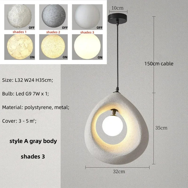 Nordique Suspension LED pour Salle à Manger - Collection Wabi Sabi
