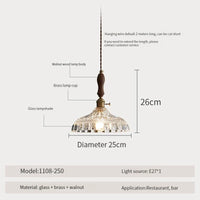 Suspension luminaire nordique en bois, verre et laiton - Style rustique moderne