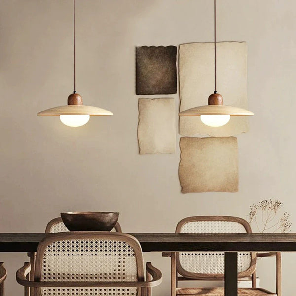 Suspension Lumineuse en Bois de Style Japonais Rétro