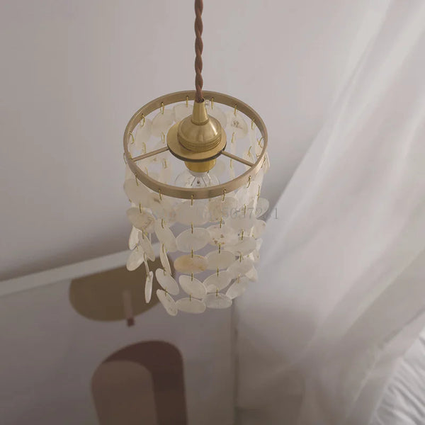 Suspension de luxe en cuivre avec coquillages naturels - Édition Rétro Chic