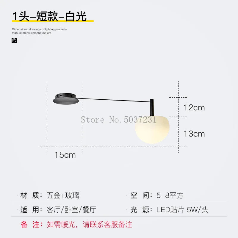 Plafonnier LED suspendu de style nordique moderne et minimaliste.