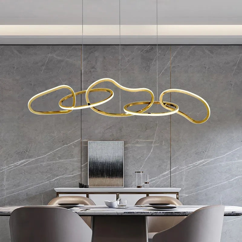 Nouveau Lustre Nordique Luxe Créatif en Acier Inoxydable Galvanisé pour Restaurant Moderne