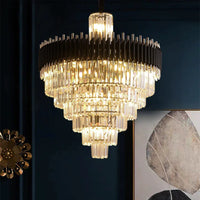 Lustre en Cristal Noir de Luxe Moderne LED