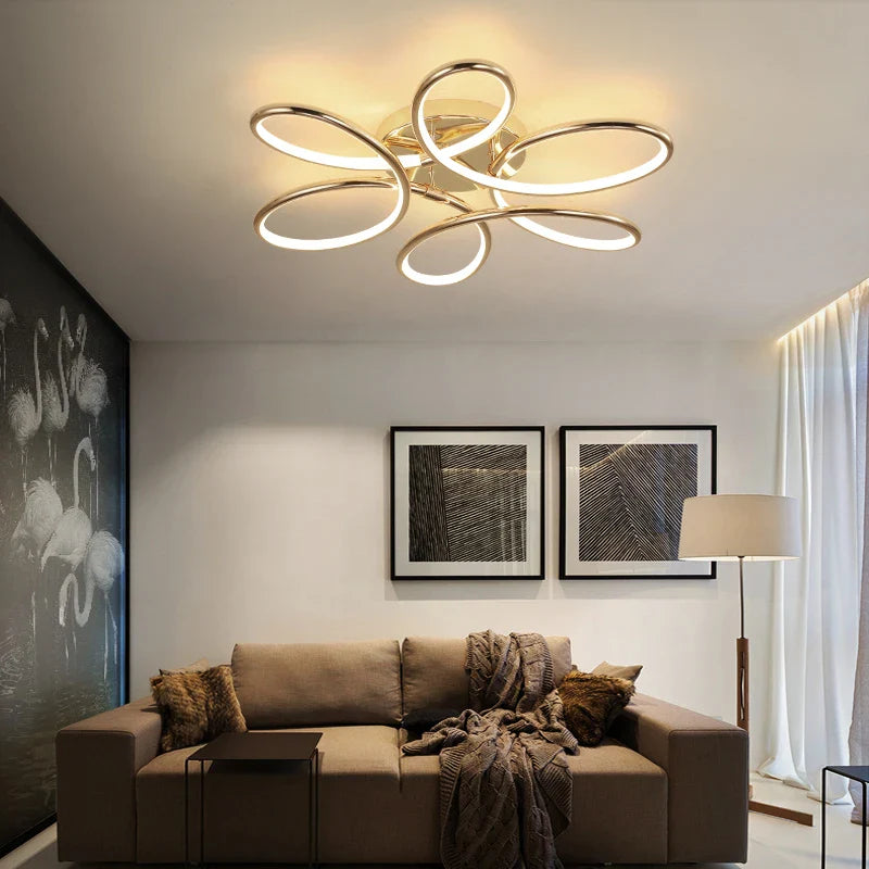 Lustre LED Doré Alu Décoration