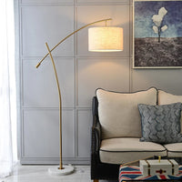 Lampadaire Luxe en Métal avec Abat-Jour en Tissu