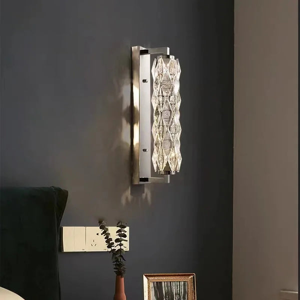 Applique murale LED chromée en verre de cristal avec 3 gradations ajustables