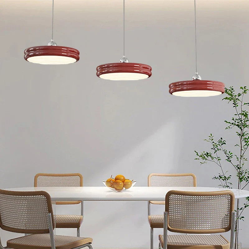 Suspension de luxe moderne dimmable avec abat-jour circulaire en fer - Collection Élégance contemporaine