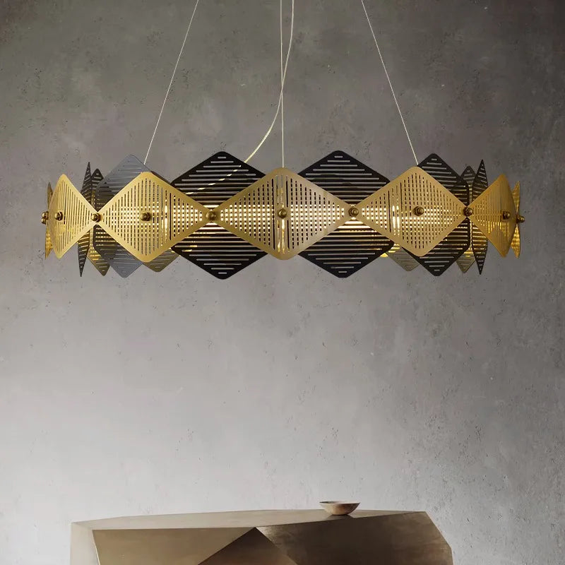 Lustre post-moderne en acier inoxydable avec lampe LED minimalist italienne.