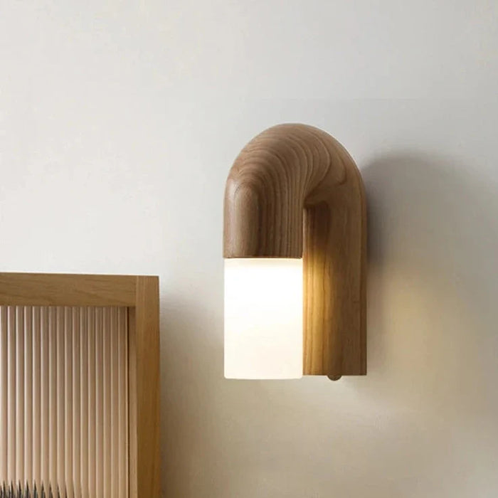Applique murale design rétro en bois de frêne et acrylique avec éclairage led