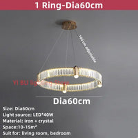 Lustre LED Nordique : Anneau Rond en Cristal Post-Moderne