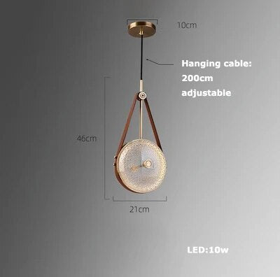 Lustre LED en Cuir et Verre