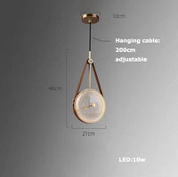 Lustre LED en Cuir et Verre