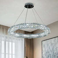 Lustre Moderne en Cristal K9 avec Suspension et Télécommande Dimmable