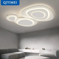 Lustre moderne LED Anneaux Annuels Ondulation Forme Décoration Fer Blanc
