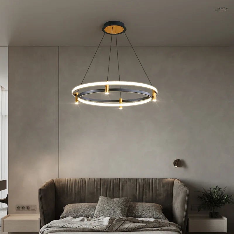 Lustre LED Nordique en Forme d'Anneau - Suspension Lumineuse Décorative