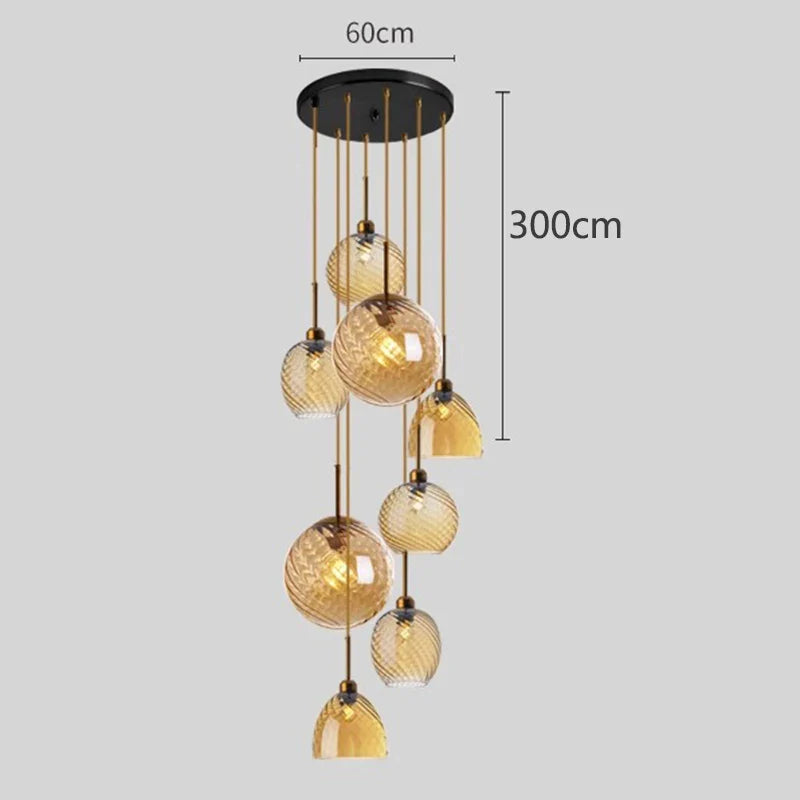 Suspension Nordique en Verre Fumé pour Éclairage Intérieur