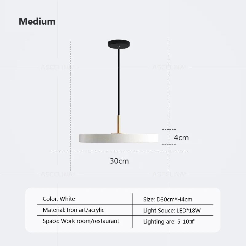 Suspension LED Nordic Style 23-40cm