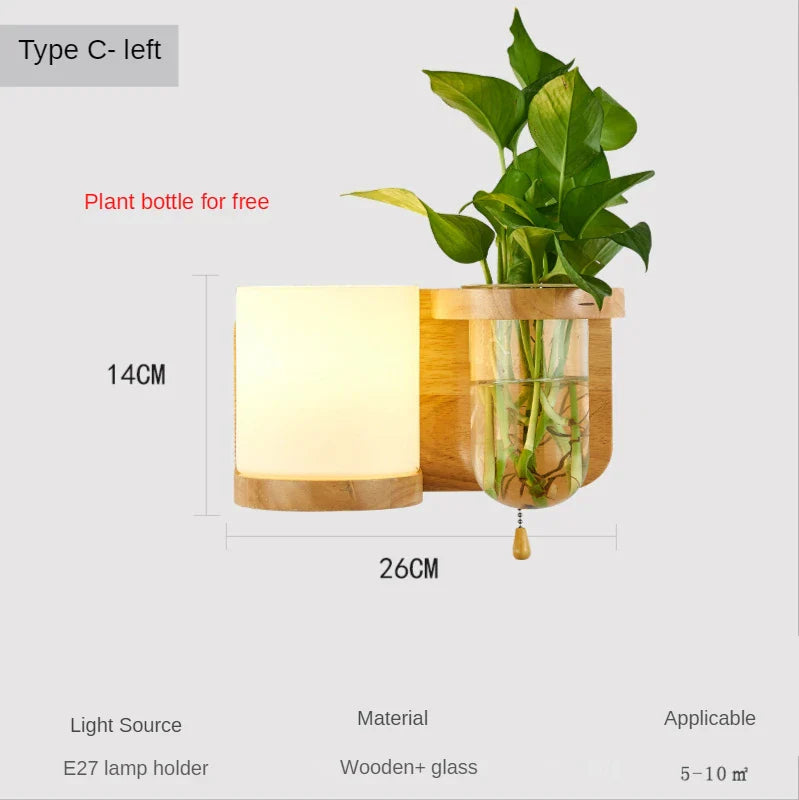 Applique Murale Nordique en Bois avec LED - Design Européen Créatif