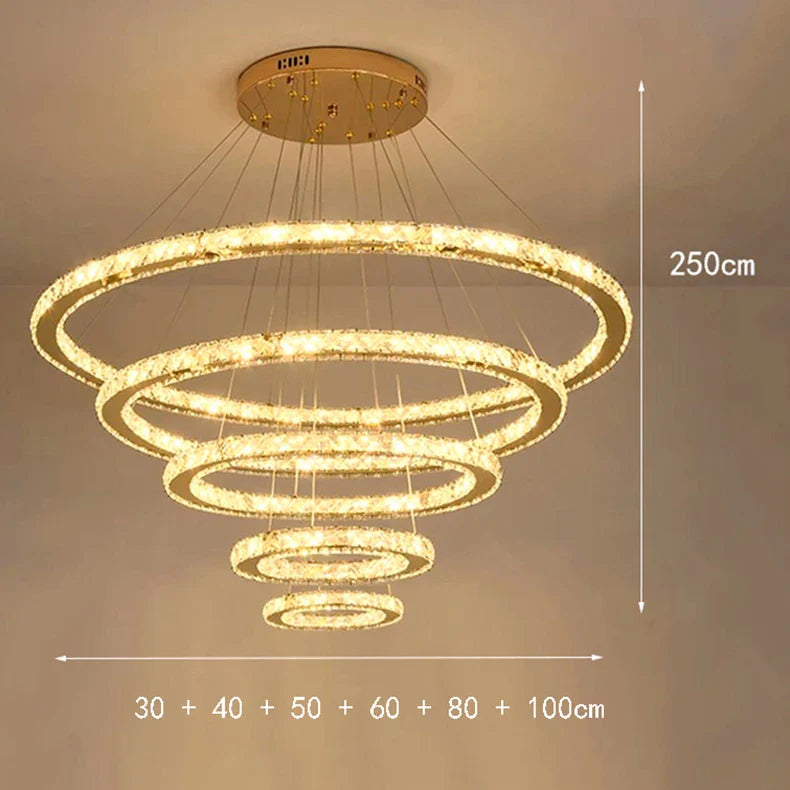 Lustre Moderne en Cristal avec Éclairage LED Intérieur Suspendu