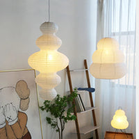 Lustre Nordique Wabi Sabi Vent Papier de Riz Suspension LED Lumières