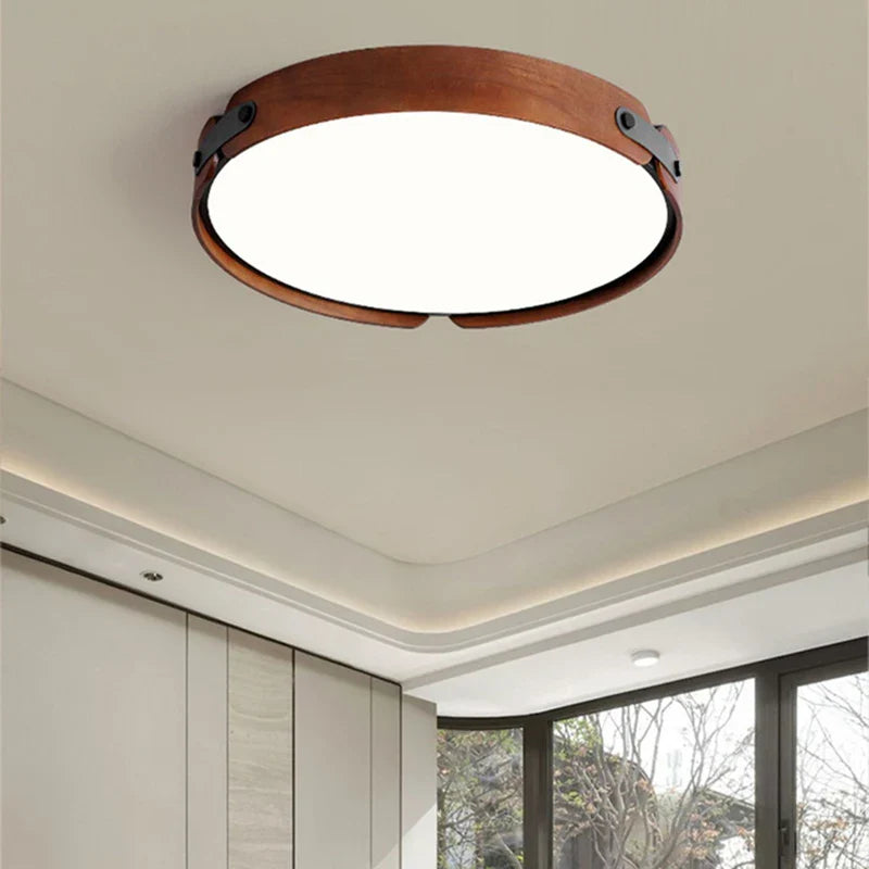 Plafonnier en bois premium avec cuir artificiel et 3 ronds interchangeables design