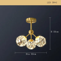 Lustre Cuivre Moderne et Minimaliste avec Étoile LED