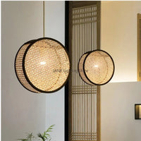 Lustre d'art en Rotin Bambou LED - Élégance Chinoise