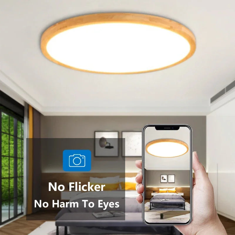 Plafonnier LED Bois Moderne