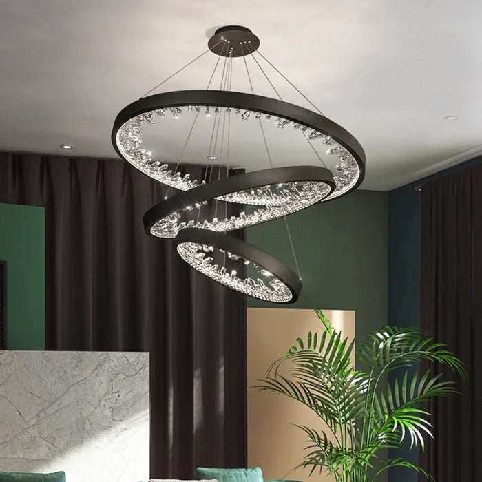 Lustre moderne en cristal avec éclairage LED pour villa de luxe