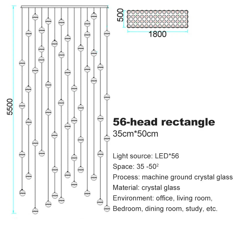Lustre en cristal moderne avec boule tournante LED suspendue - LUXE LUMINEUX