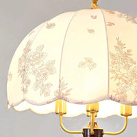 Lustre médiéval français vintage en bois et tissu - Élégance intemporelle