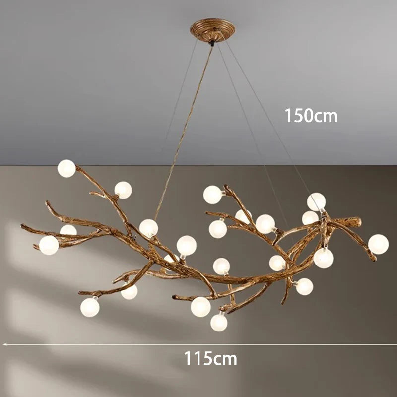 Lustre LED Branche de Bois: Design Moderne