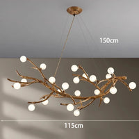 Lustre LED Branche de Bois: Design Moderne