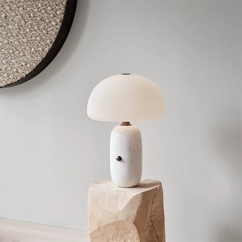 Lampe de table en verre champignon - Luxe minimaliste pour salon et chambre